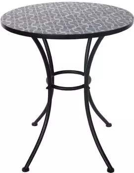HTI-Living Celia Floral Gartentisch rund Metall &Oslash;57cm, Schwarz/Wei&szlig;