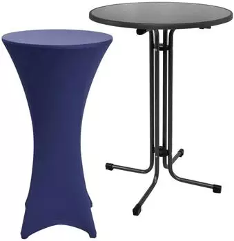 Beautissu Stehtisch Sylt klappbar mit Husse &Oslash;70cm, blau