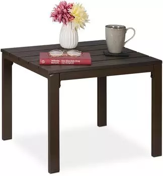 Relaxdays Beistelltisch Outdoor wetterfest, braun, 39x52x48cm (10049595_93)