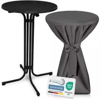 Beautissu Bellini Stehtisch klappbar mit Husse Ø70cm, Anthrazit