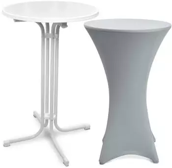 Beautissu Bellini Stehtisch klappbar, &Oslash;70cm, silber, mit Husse