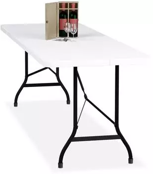 Relaxdays Klapptisch 220cm, Kunststoff/Stahl, wei&szlig; (10049597)