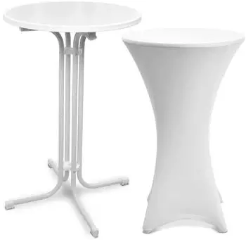 Beautissu Bellini Stehtisch klappbar, &Oslash;60cm, wei&szlig;, mit Husse