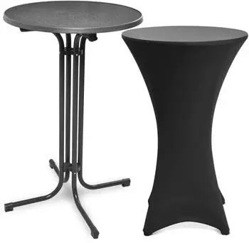 Beautissu Bellini Stehtisch klappbar mit Husse &Oslash;80cm, Grau