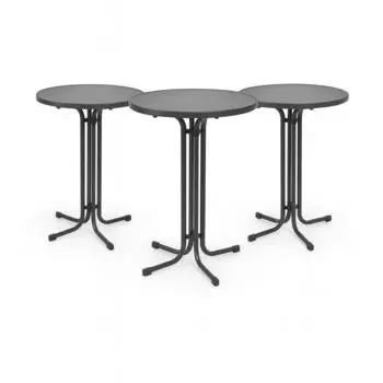 Beautissu Bellini Outdoor Stehtisch klappbar 3er Set &Oslash;70cm Grau (65221680)
