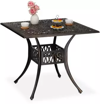 Relaxdays Gartentisch eckig, Metall, 90x75x90cm (10036114_1254)