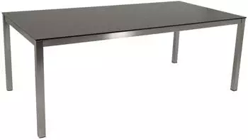 DEGAMO Sydney Gartentisch 200x100cm Edelstahl geb&uuml;rstet Glas 3D-Keramikoptik anthrazit (36244)