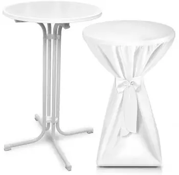 Beautissu Bellini Stehtisch klappbar mit Husse, &Oslash;70cm, wei&szlig;