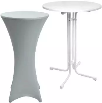 Beautissu Stehtisch klappbar mit Husse, rund, 70x110cm