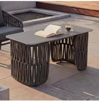 MCW Loungetisch P90 Seilgeflecht Sinterstein 43x90x45cm Anthrazit/Grau (MCW-P90)