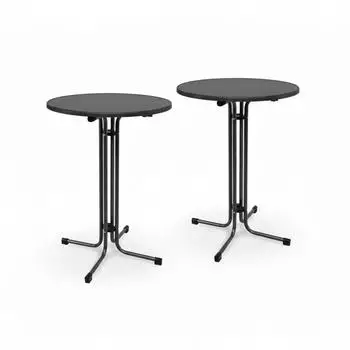 Beautissu Bellini Stehtisch klappbar, &Oslash;70cm, schwarz, 2er-Set (65201251)