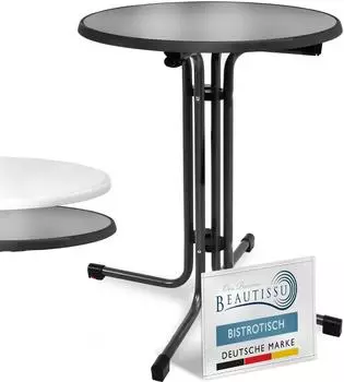 Beautissu Bistrotisch rund, Metall, schwarz, 70x70 cm
