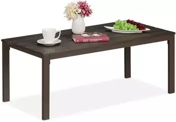 Relaxdays Gartentisch, wetterfest, Holzoptik, 39x98x48cm, braun (10049580_93)