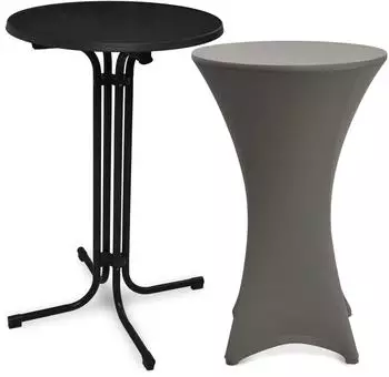 Beautissu Stehtisch klappbar mit Husse, rund, Metall, anthrazit (70x110x70cm)