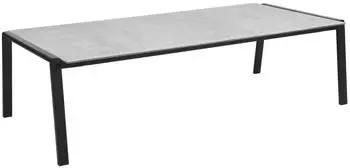 Brafab Lyra Loungetisch 140x75x40cm, Edelstahl schwarz, Glas 3D-Druck Beton
