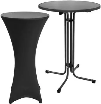 Beautissu Stehtisch Sylt klappbar mit Husse, &Oslash;80cm, schwarz