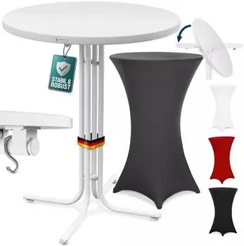 Casaria Stehtisch mit Husse, klappbar, rund &Oslash;80cm, 110cm hoch, grau (997445)