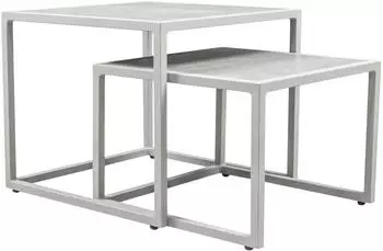 bene living Dalias Beistelltisch 2er Set, Aluminium, gesinterter Stein, hellgrau, 50x50cm (BL27116)