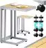 Casaria Beistelltisch C-Form 50x40x66cm Metall/WPC Rollen wetterfest cremeweiß (109681)