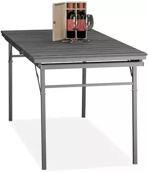Relaxdays Gartentisch klappbar ausziehbar, Kunststoff/Stahl, 8 Personen, grau