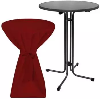 Beautissu Sylt Stehtisch klappbar, &Oslash;80cm, bordeaux, mit Husse