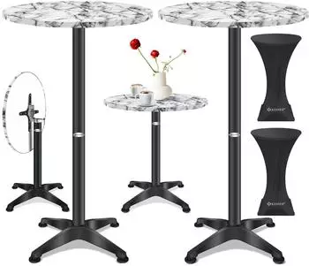 Kesser Stehtisch 2in1 klappbar, Aluminium/Edelstahl, h&ouml;henverstellbar 70/115cm