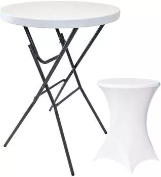 Trutzholm Stehtisch klappbar mit Husse, wei&szlig;, &Oslash;80cm, 110cm (297901)