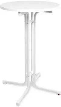 Beautissu Stehtisch klappbar, rund, wei&szlig;, Metall, &Oslash;70cm (340191)