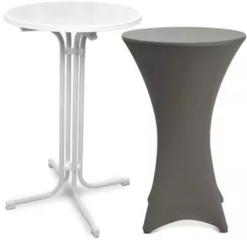 Beautissu Stehtisch klappbar mit Husse, rund, Metall, anthrazit (60x110cm)