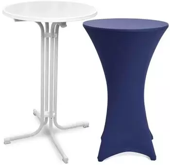 Beautissu Bellini Stehtisch klappbar mit Husse, Ø70cm, blau