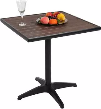 MCW Gartentisch J95 Alu Holzoptik, pulverbeschichtet, schwarz/dunkelbraun (MCW-J95)
