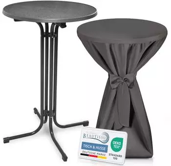 Beautissu Stehtisch klappbar, rund, Metall, 70x110x70cm