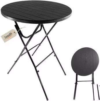 Lemodo Stehtisch klappbar 80x110cm, schwarz Holz-Optik, Kunststofftischplatte (TB029_S)