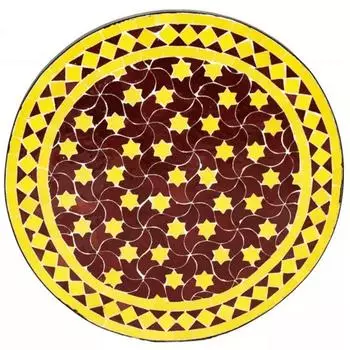 Marrakesch Orient & Mediterran Interior Estrella Mosaikplatte bordeaux/gelb, ø 80cm (mti163-pl)