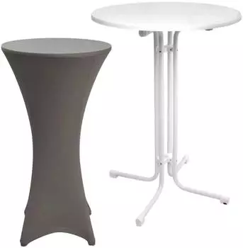 Beautissu Stehtisch Sylt klappbar Ø80cm anthrazit mit Husse