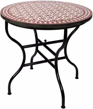 Marrakesch Orient & Mediterran Interior Mosaiktisch Albaicín bordeaux, ø100cm, Schmiedeeisen (mti192)