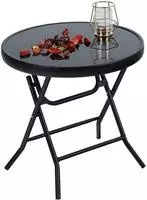 Klappbarer Gartentisch Glas Metall Rund Balkon Terrasse 46x46x48cm