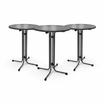 Beautissu Bellini Outdoor Stehtisch klappbar, 3er Set, Ø60cm, schwarz (65221399)