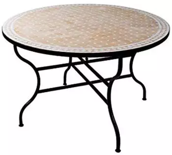 Marrakesch Orient & Mediterran Interior Mosaiktisch Marrakesch rund klappbar, ø120cm, natur/weiß (MTI059)