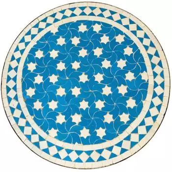 Marrakesch Orient & Mediterran Interior Mosaikplatte Estrella türkis/weiß, ø60cm (mti136-pl)