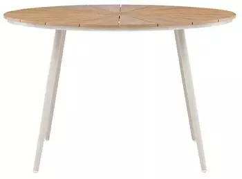 ebuy24 San Vito Gartentisch rund Ø120cm, beige, Metall/Kunststoff (60-9808-222)