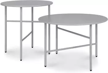 bomoe Finn Beistelltisch 2er-Set, rund, grau, Ø44x46cm + Ø53x36cm