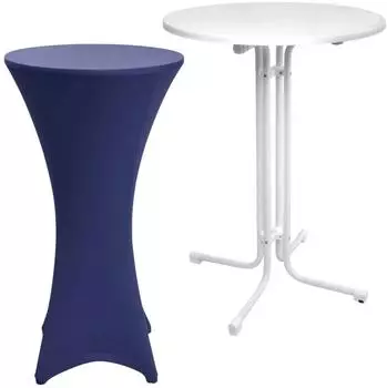 Beautissu Stehtisch Sylt klappbar mit Husse, Ø80cm, blau
