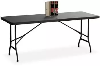 Relaxdays Klapptisch 180x72x74cm, Kunststoff/Stahl, 8 Personen, schwarz (10049598_46)