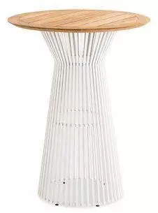 Niehoff Acore Stehtisch Aluminium ivory, Tischplatte Teakholz natur, rund Ø80cm