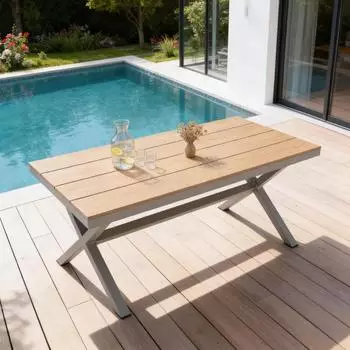 Idimex Windy Gartentisch WPC Holzoptik, champagner/natur, 150x90cm (95576)
