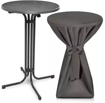 Beautissu Stehtisch klappbar mit Husse Ø80cm, anthrazit (Bellini)