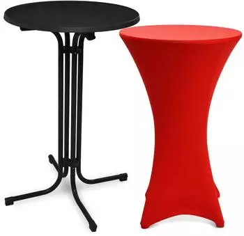 Beautissu Stehtisch klappbar mit Husse, rund, rot, 70x110cm