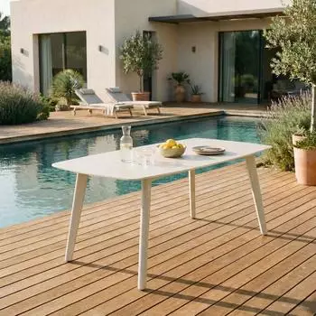 Idimex MEZA Gartentisch Sinterstein/Aluminium 180x90cm, cremeweiß