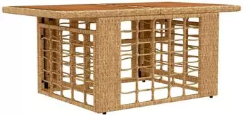 vidaXL Gartentisch PE-Rattan und Glas, natur, 100x55x37cm (42035142)